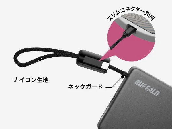 BUFFALO製デバイスに接続されたストラップの詳細画像