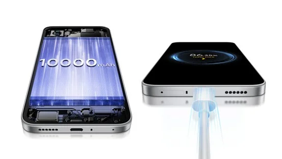 スマートフォンの大容量バッテリー(10000mAh)と、100W MAXの急速充電機能