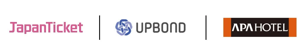 JapanTicket、UPBOND、APA HOTELの3つの企業ロゴ