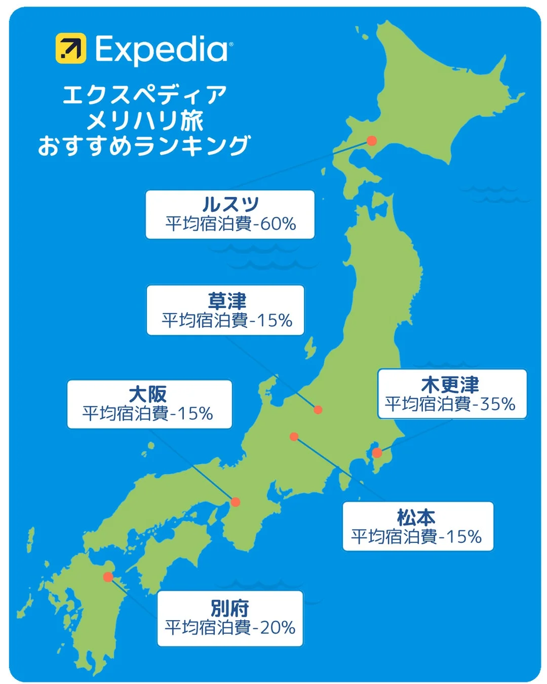 エクスペディア メリハリ旅 おすすめランキング 日本地図