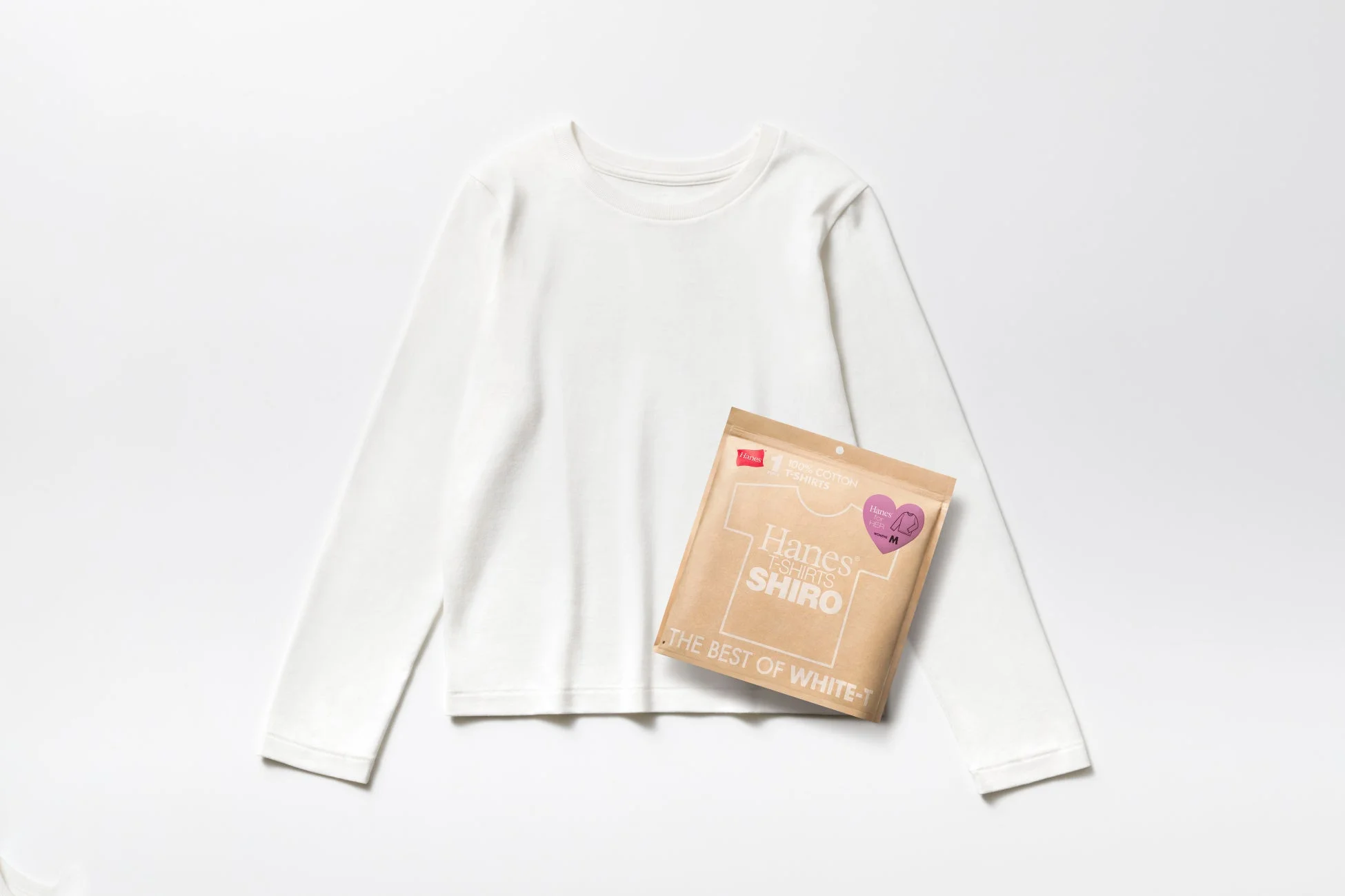 Hanes T-SHIIRTS SHIRO for HER クルーネックロングスリーブTシャツ