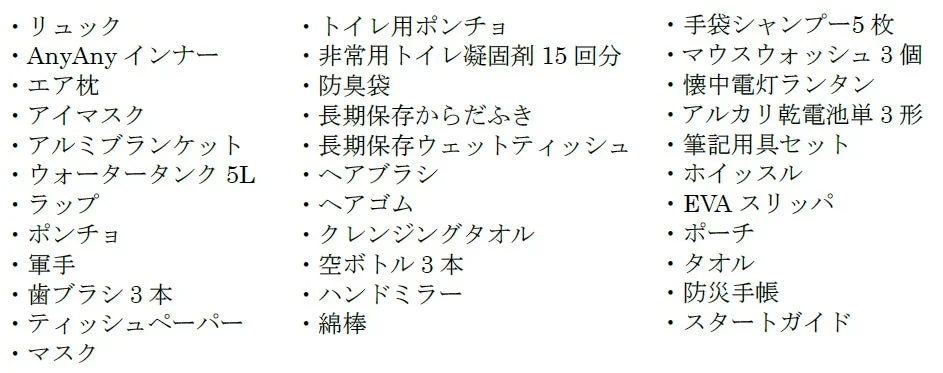 セット内容リスト