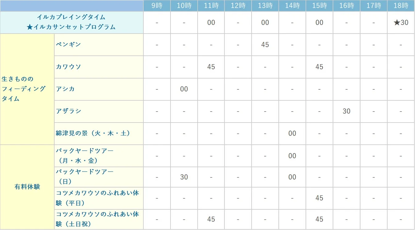 7/18～8/10、8/16～8/30のスケジュール