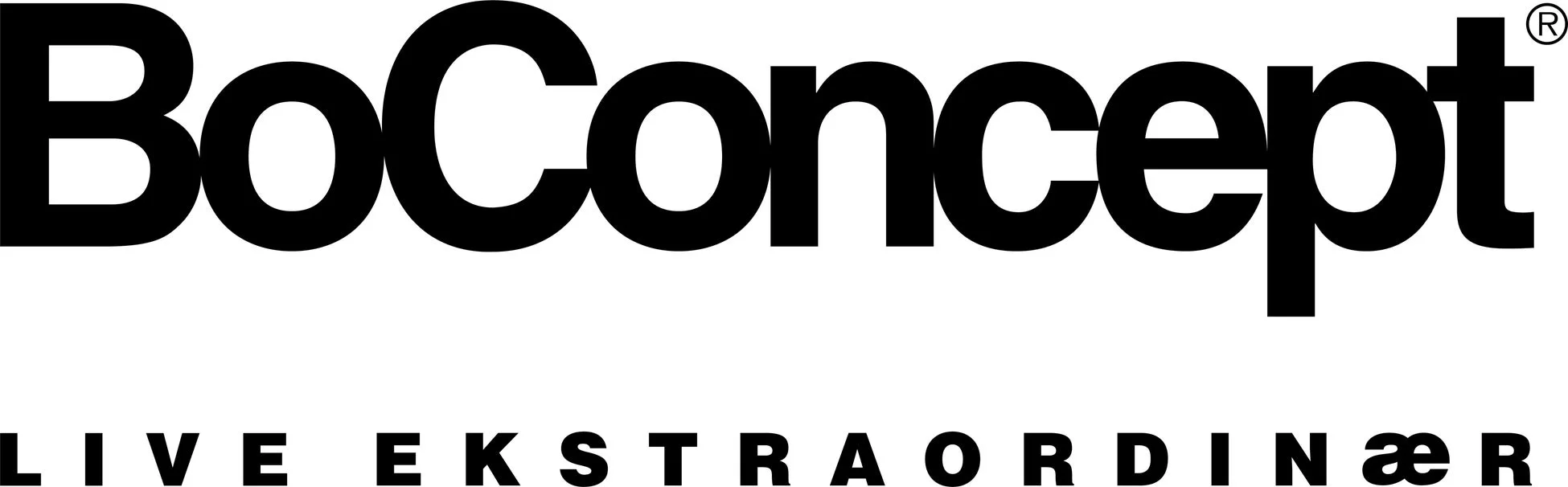 BoConceptのロゴと「LIVE EKSTRAORDINÆR」というスローガン