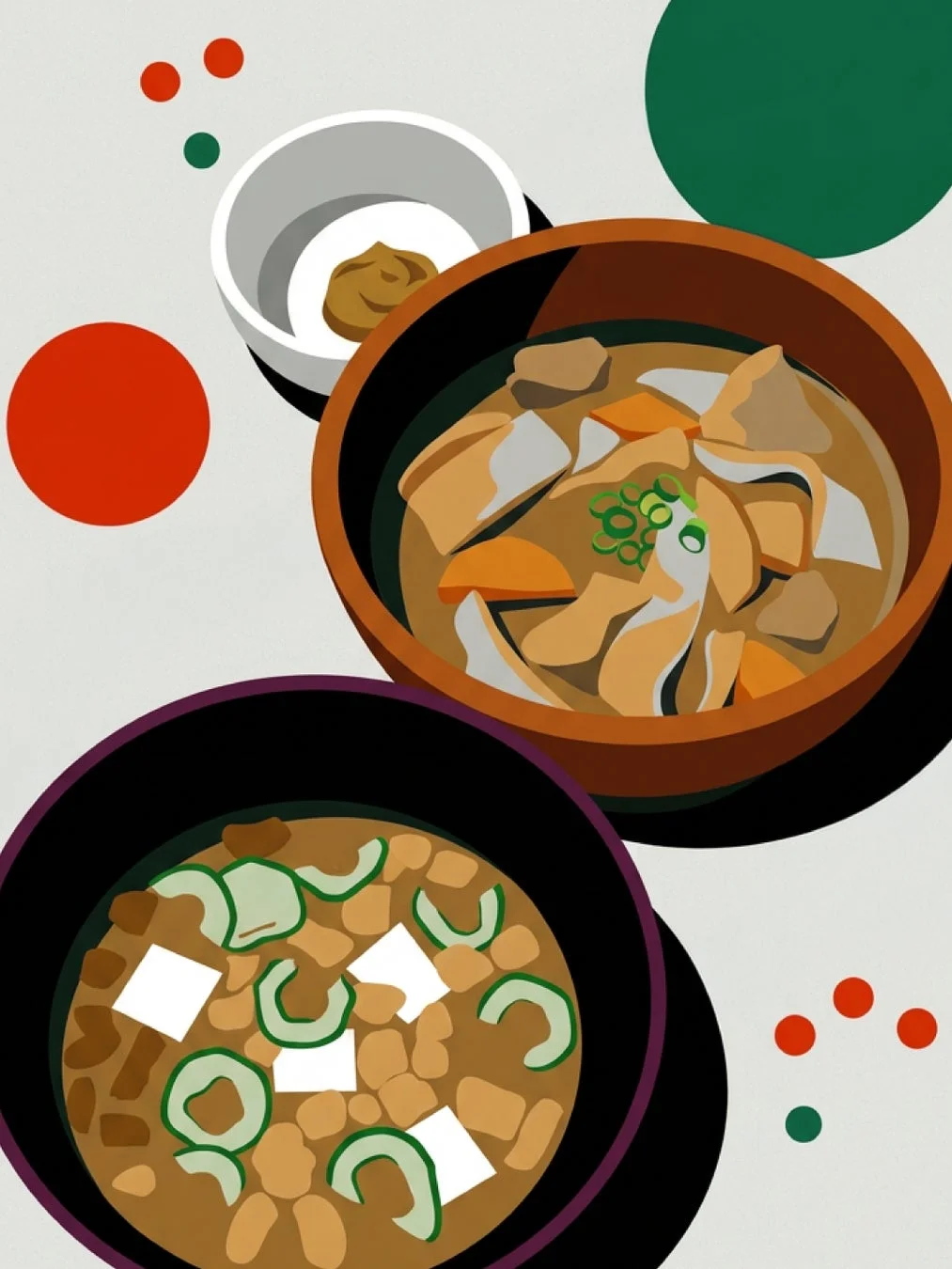 豚汁と味噌汁のイラスト