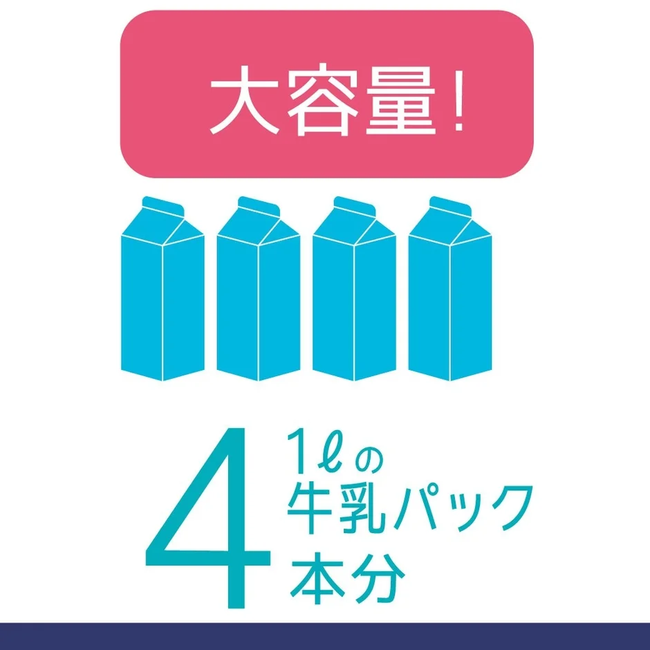 牛乳パック4本分の収納力
