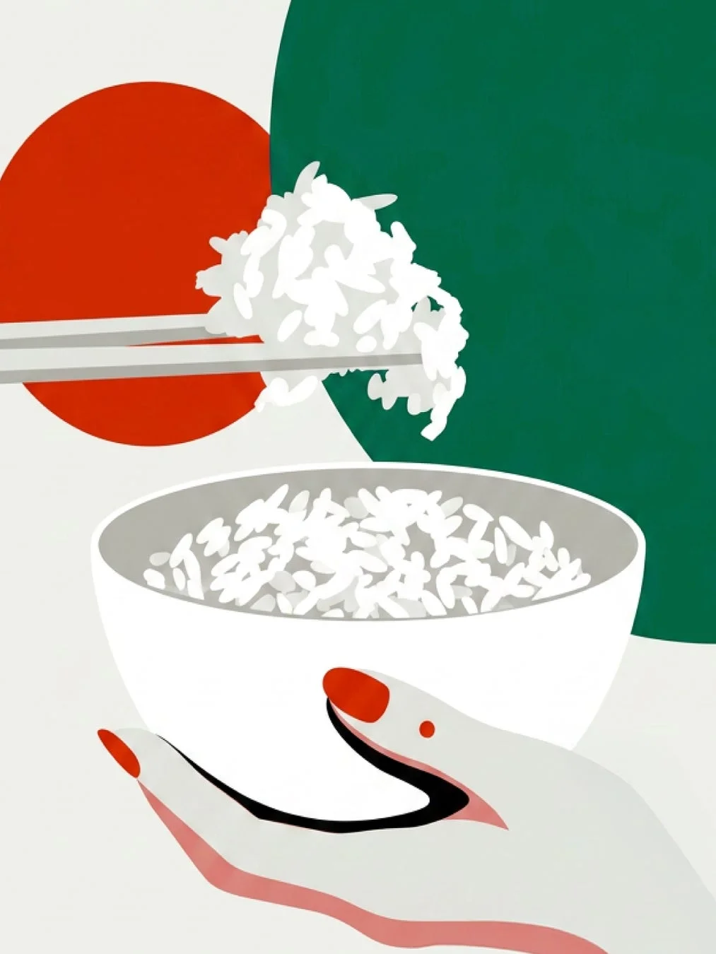 箸でご飯をすくうイラスト