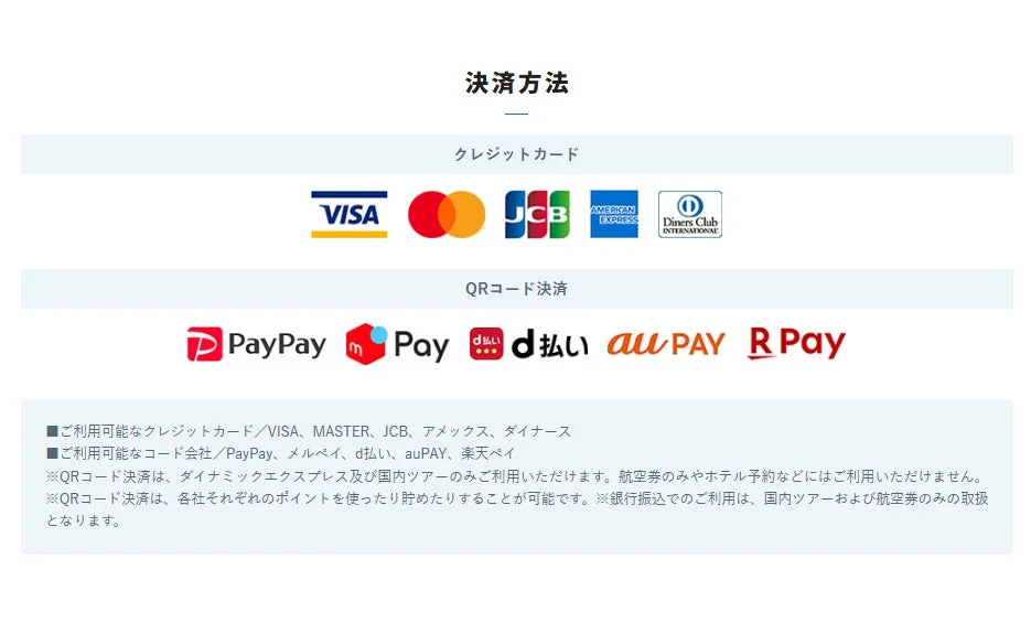 利用可能な決済方法