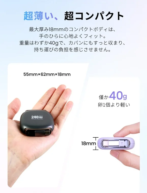 超薄型・超軽量設計