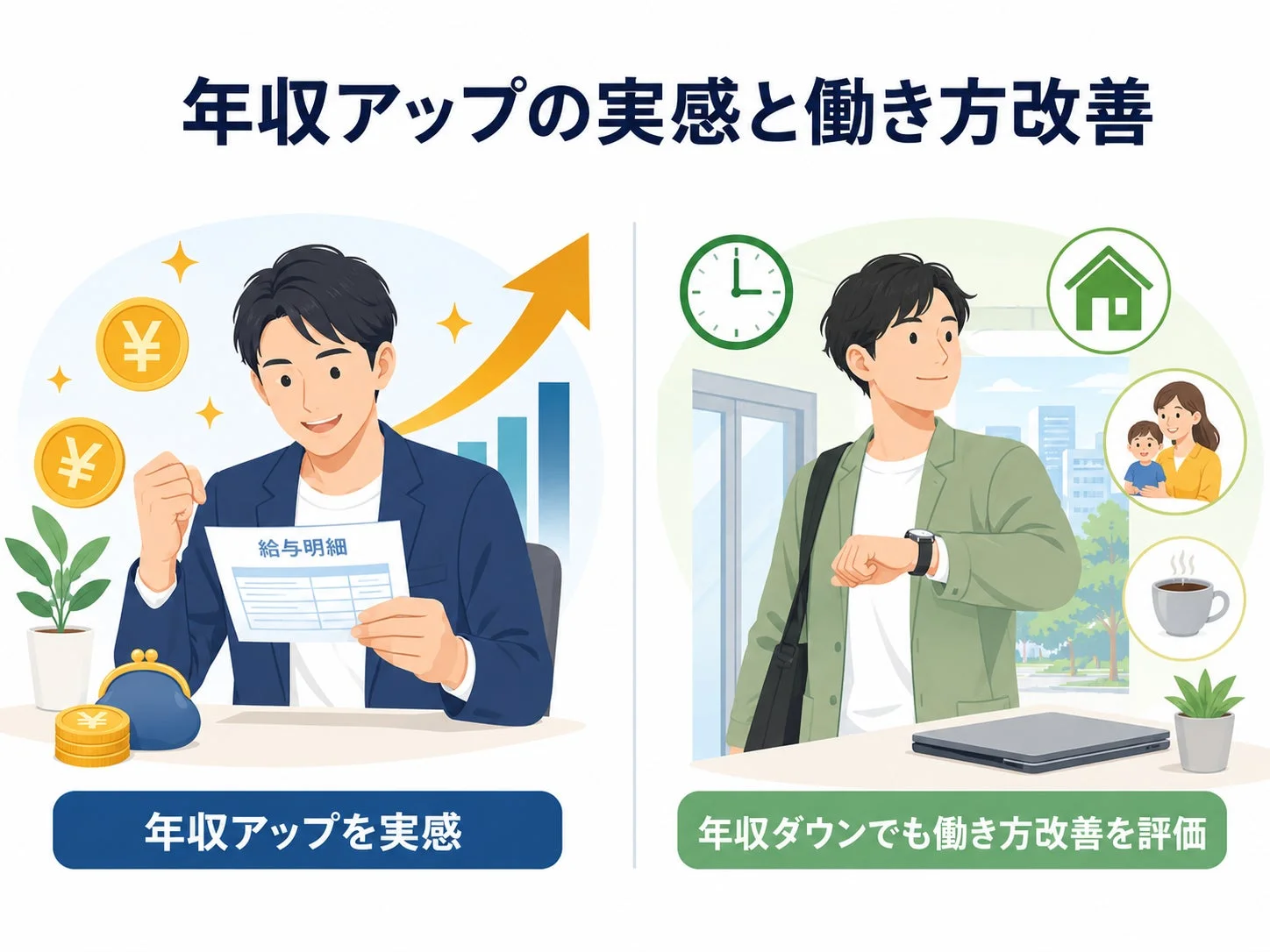 年収アップの実感と働き方改善