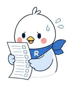 多くのタスクに直面し困惑する鳥のキャラクター
