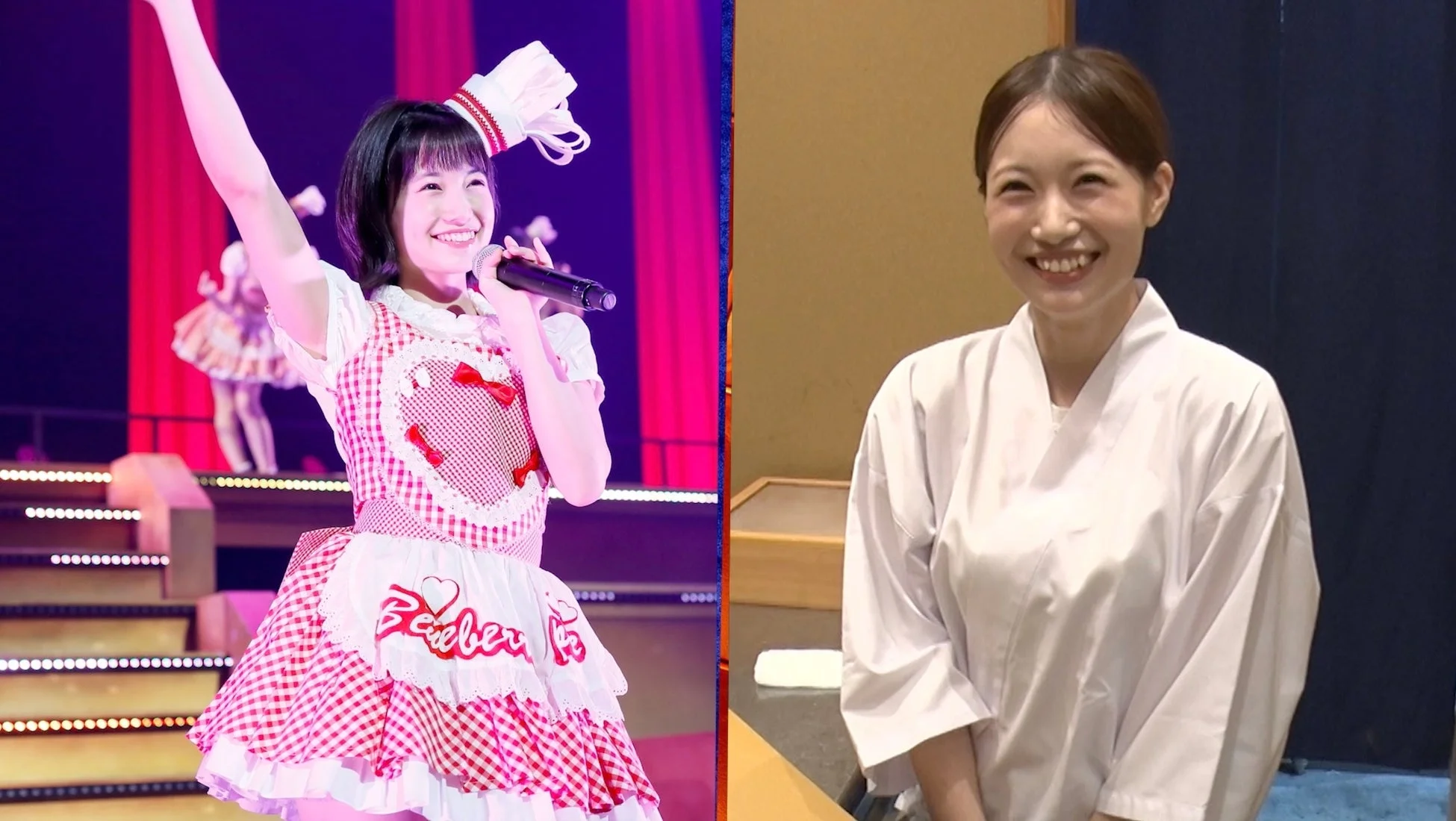 アイドル姿と寿司職人姿の朝長美桜さん