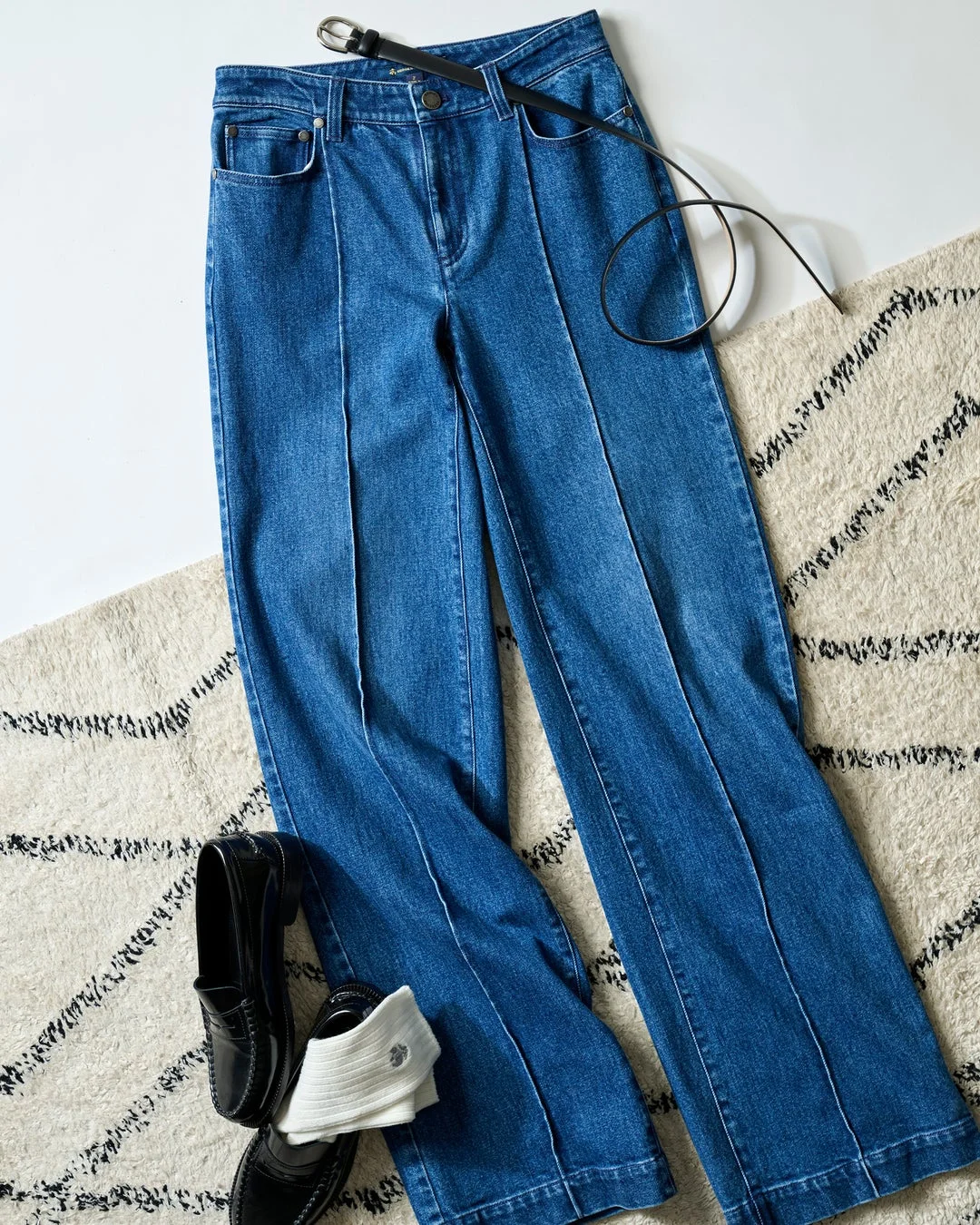 Pintuck Flare Jeans