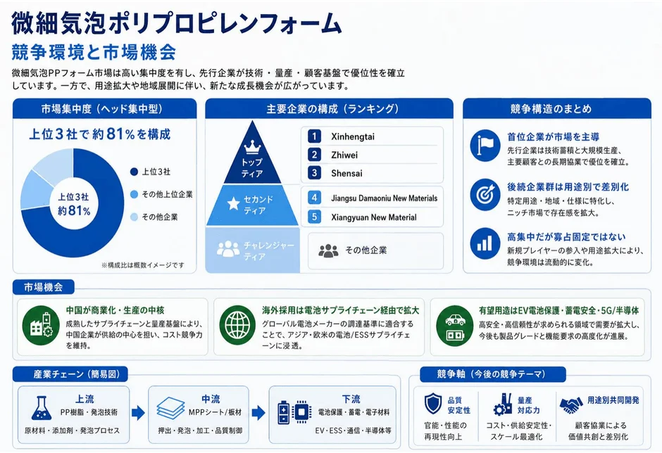 微細気泡ポリプロピレンフォーム市場の競争環境