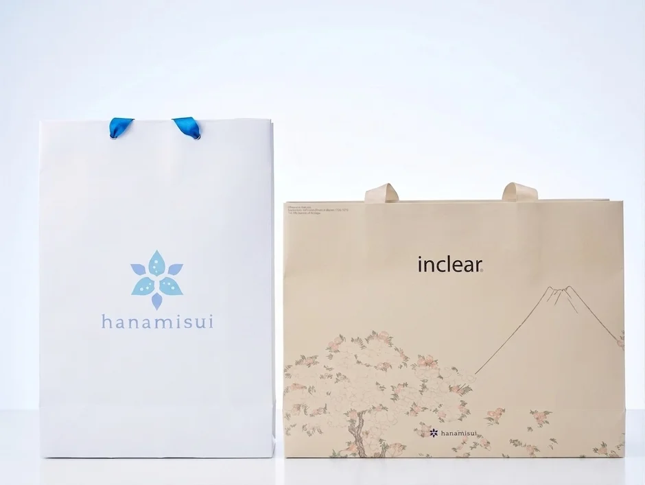 ハナミスイとインクリアのロゴが入ったショッピングバッグ