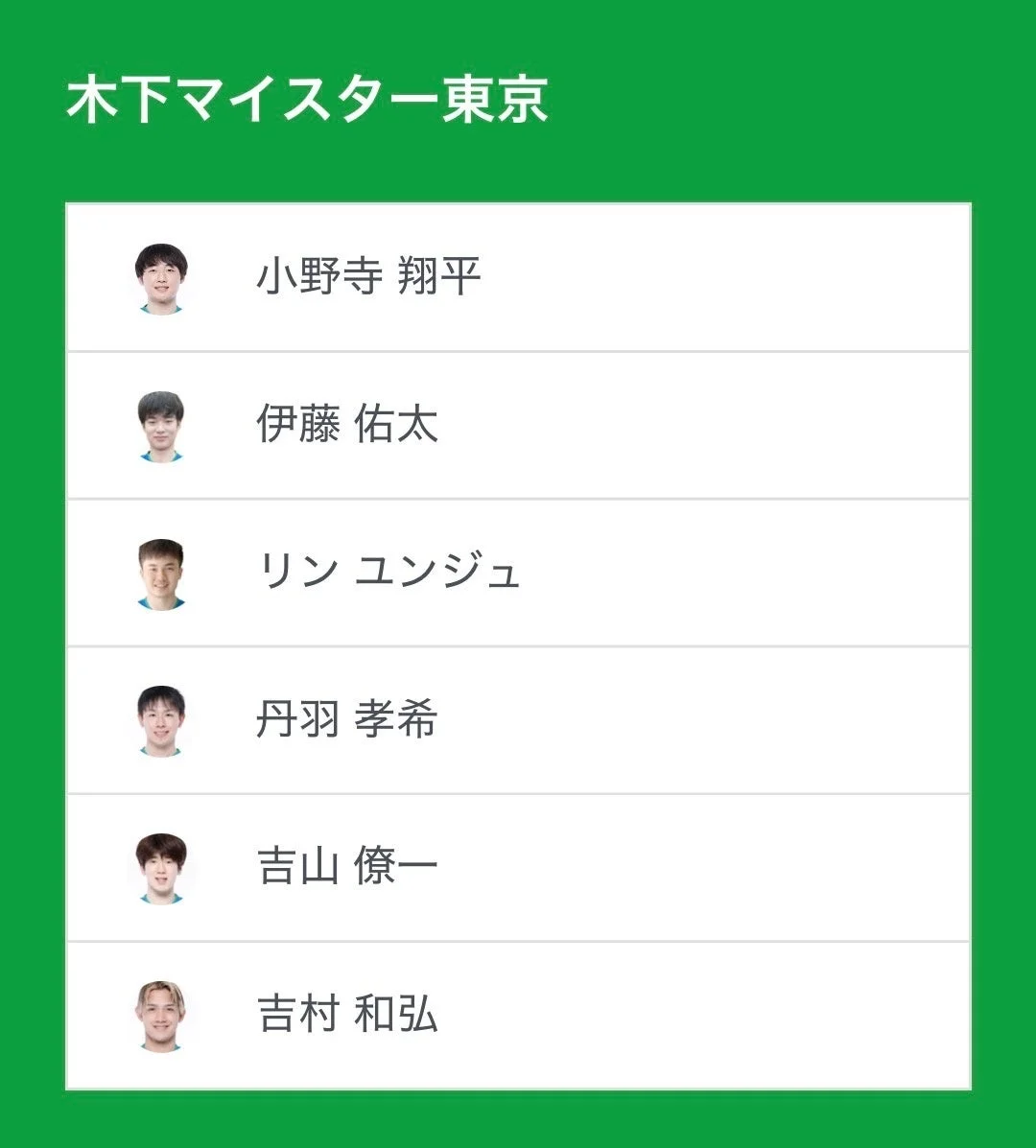 木下マイスター東京の選手名簿