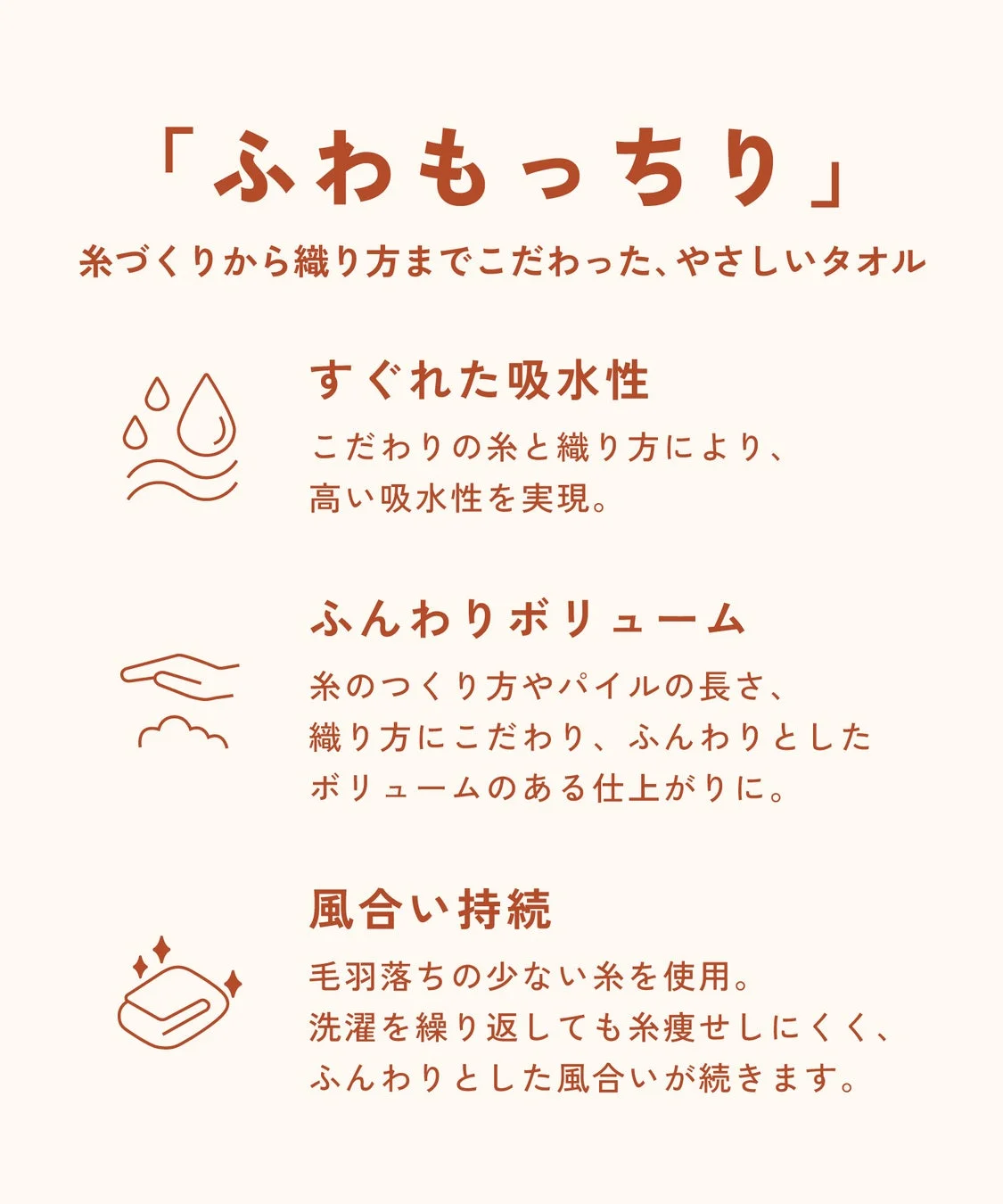 ふわもっちりタオルの特徴