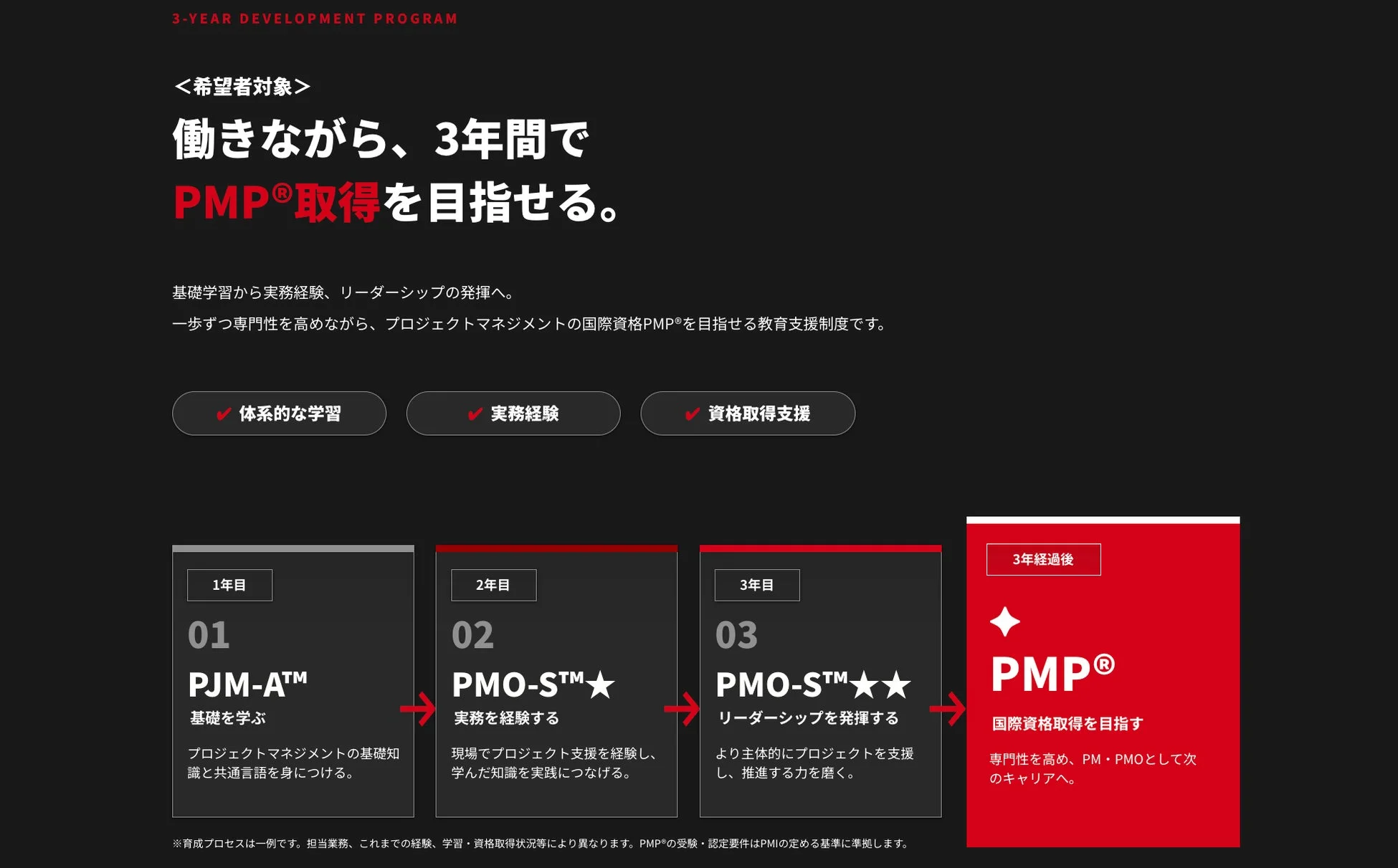 3年間の育成プログラム