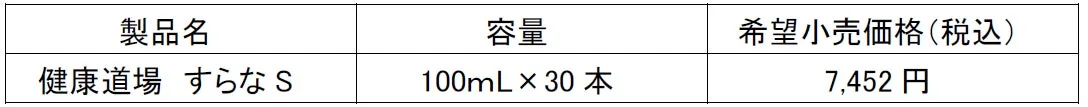 健康道場 すらなS 製品仕様表
