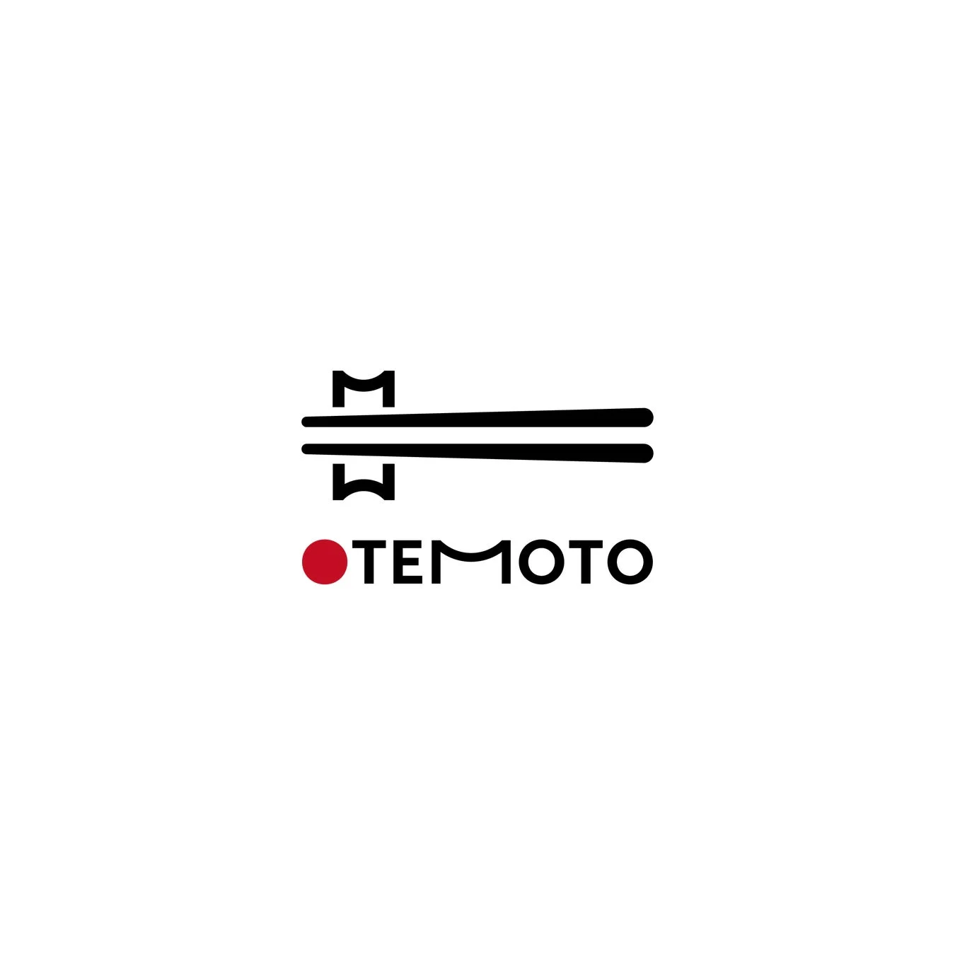 「OTEMOTO」のロゴマーク。文字の上には箸をモチーフにした抽象的なデザインが描かれている画像