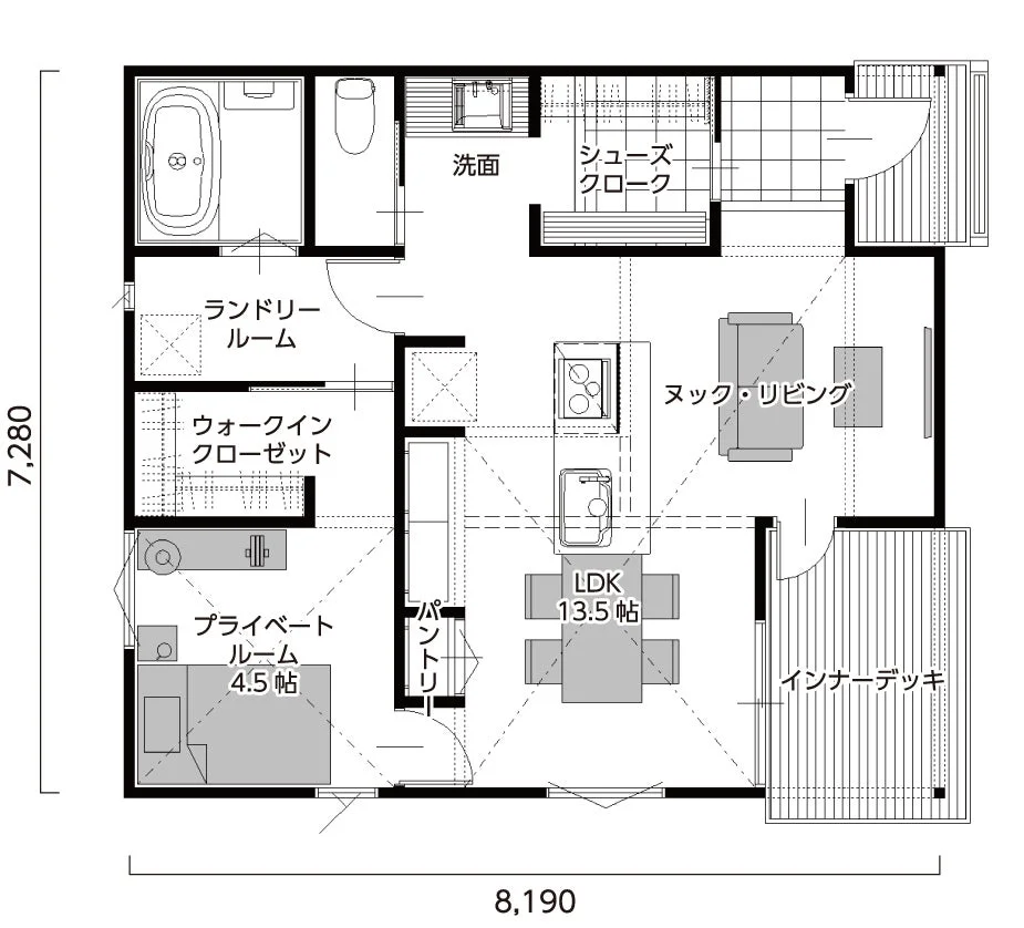 HUCK SOLO PLAN50の間取り図