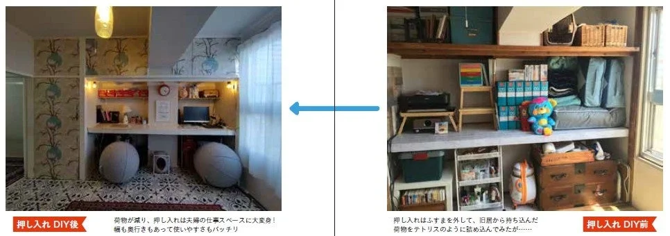 押し入れをDIYでワークスペースに改造するビフォーアフター