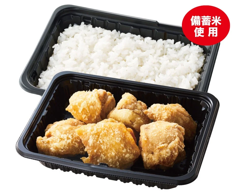 備蓄米の唐揚げ弁当