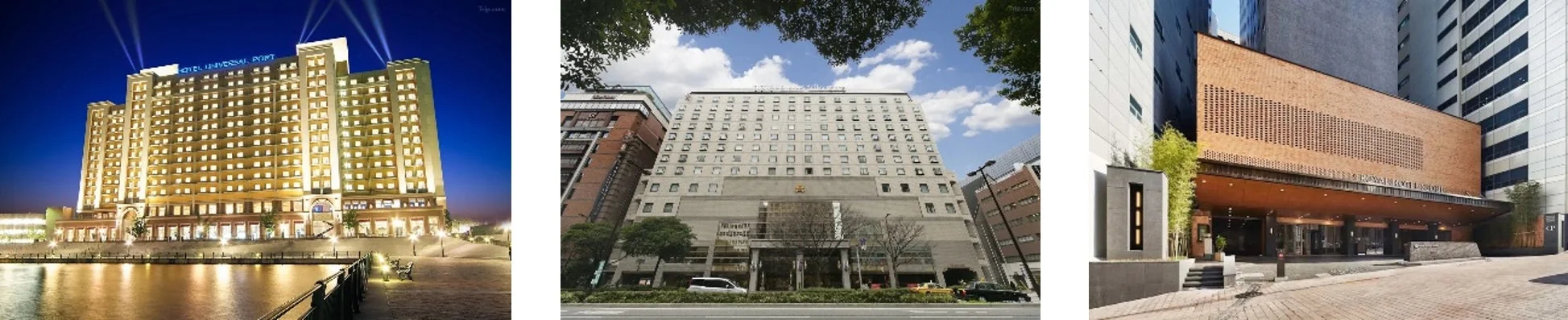 異なるホテル建物の外観