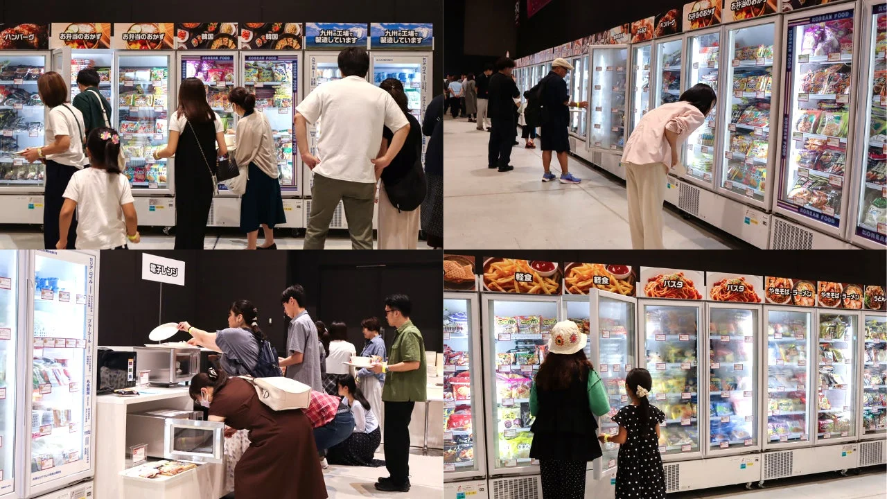 多くの人々が冷凍食品を選ぶ様子