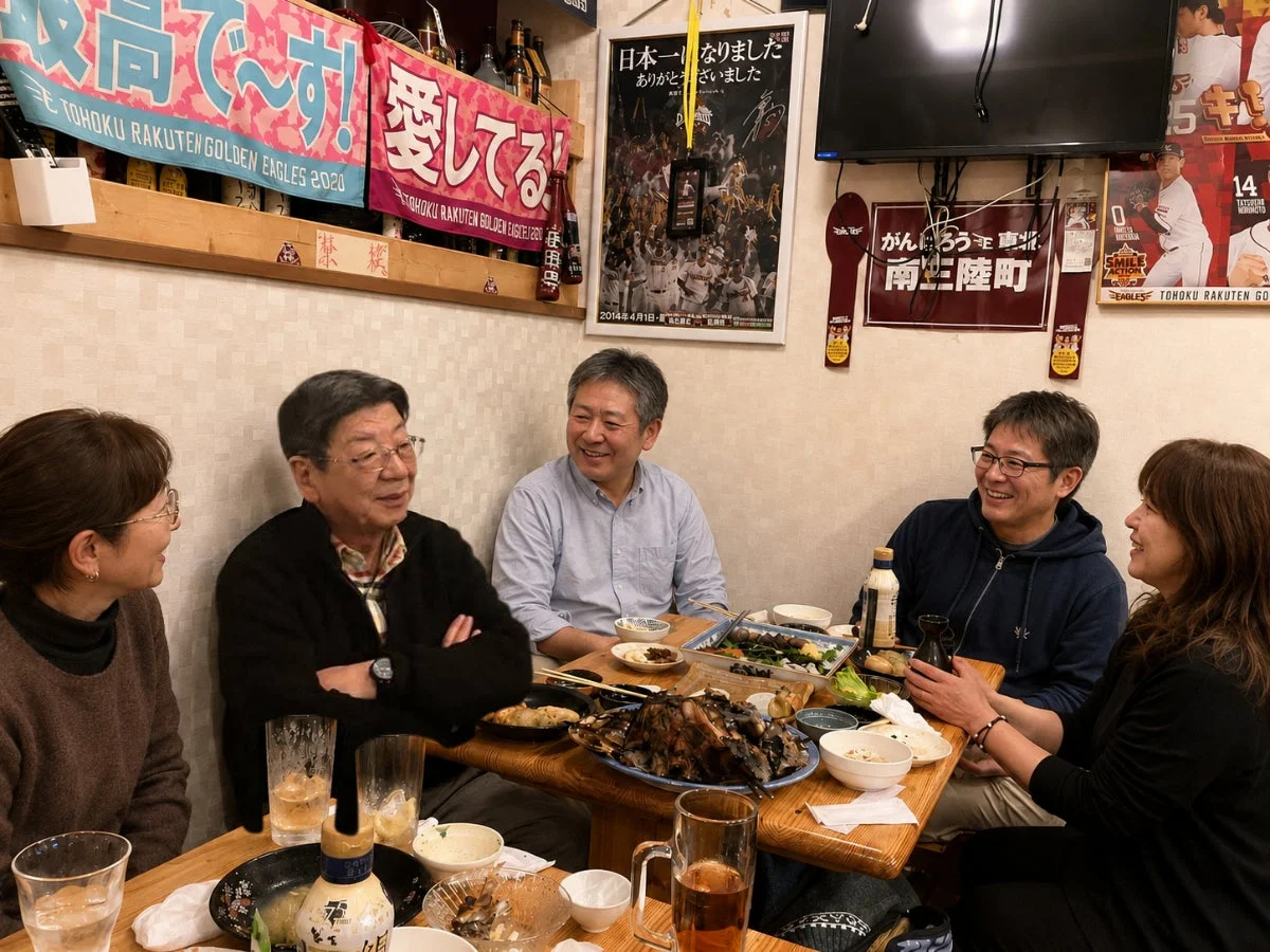 居酒屋で会話を楽しむ人々