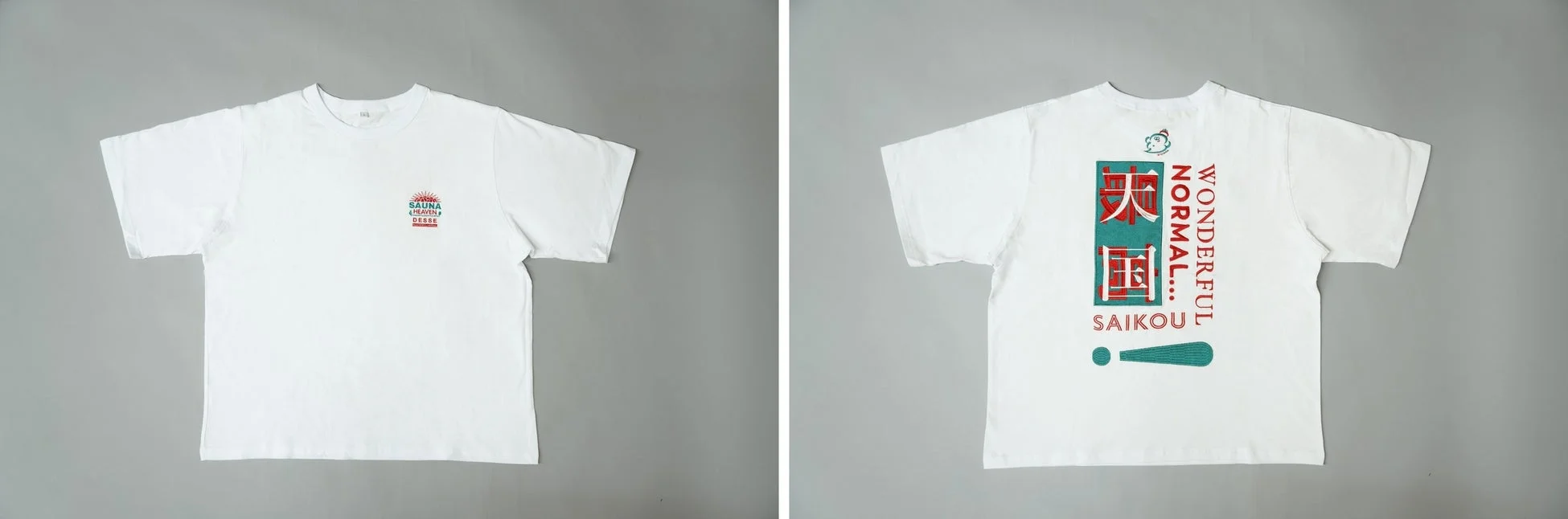 サウナヘヴン草加コラボTシャツの表裏デザイン