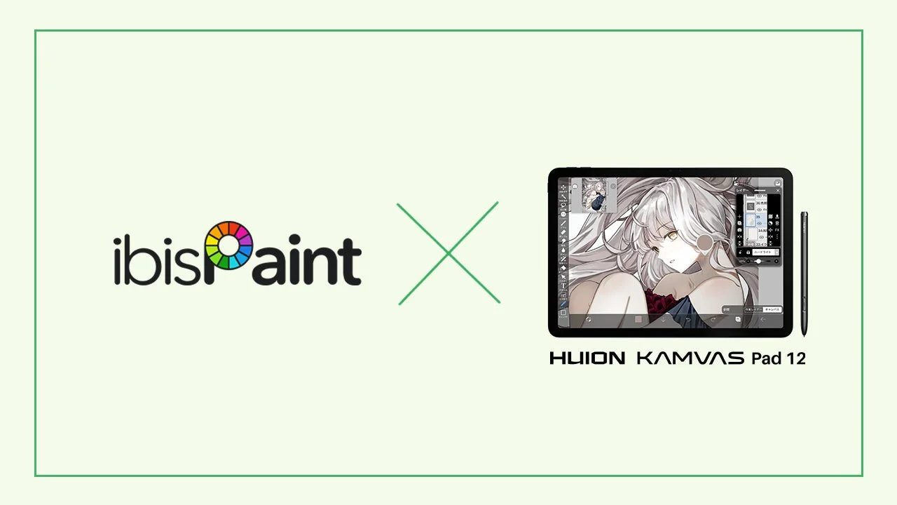 ibisPaintとHUION Kamvas Pad 12のコラボレーションを示す画像