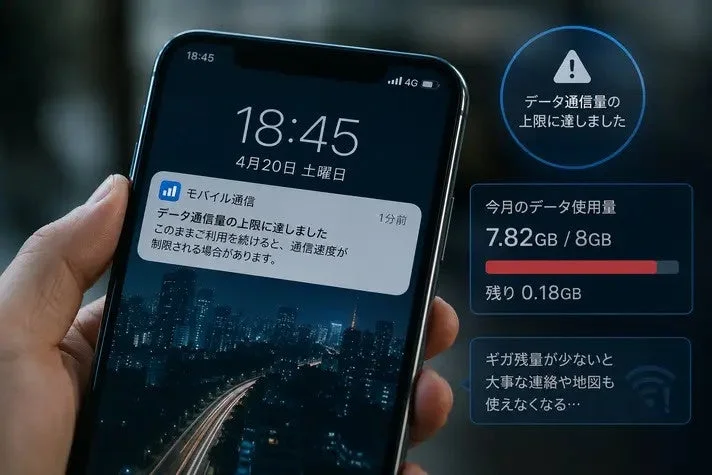 データ通信量の上限に達しました