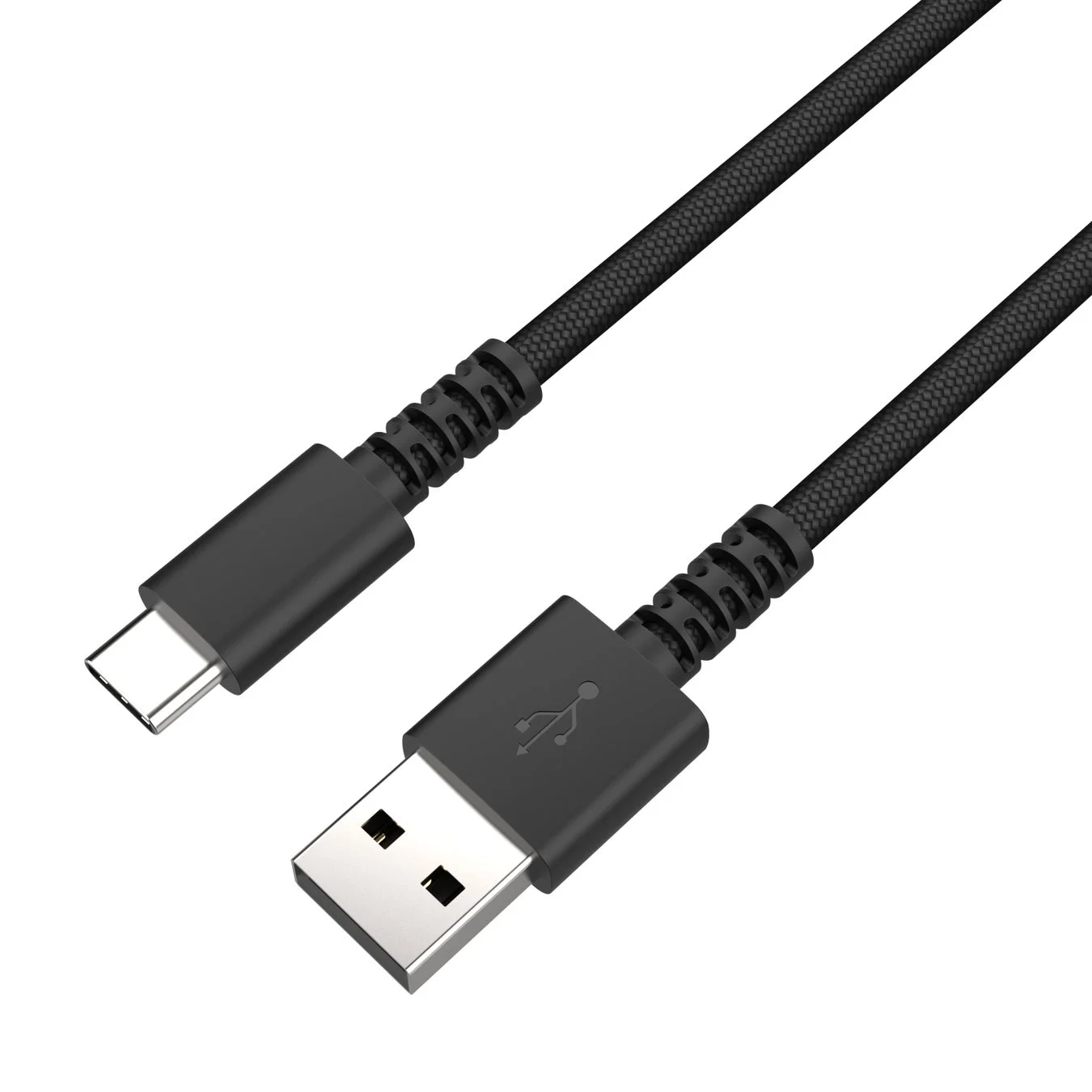 黒色のUSB Type-CとUSB Type-Aコネクタケーブル