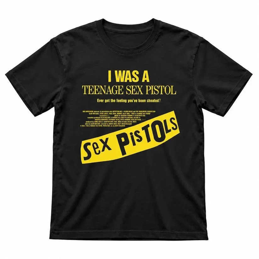 I WAS A TEENAGE SEX PISTOLのロゴとバンドメンバー名がデザインされた黒いTシャツ
