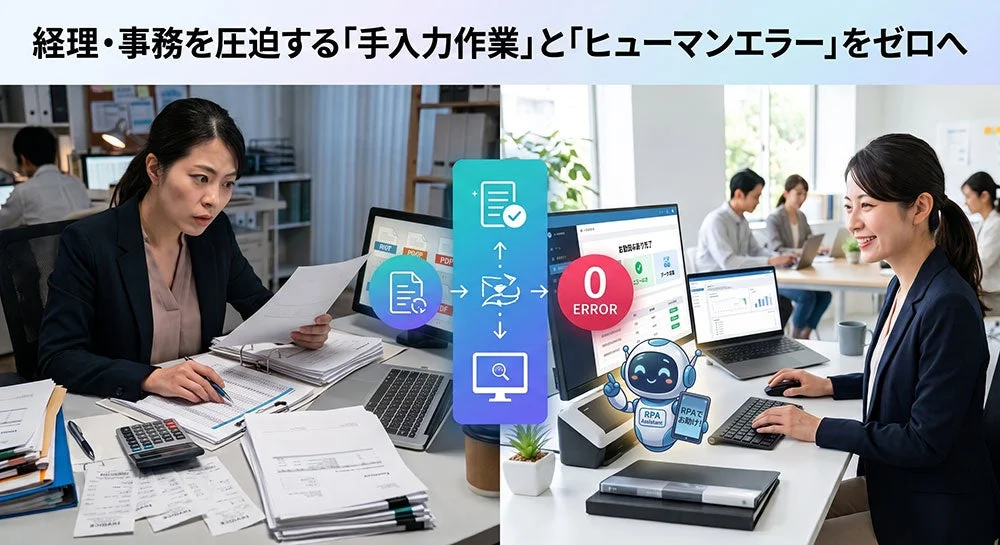 経理・事務を圧迫する「手入力作業」と「ヒューマンエラー」をゼロへ