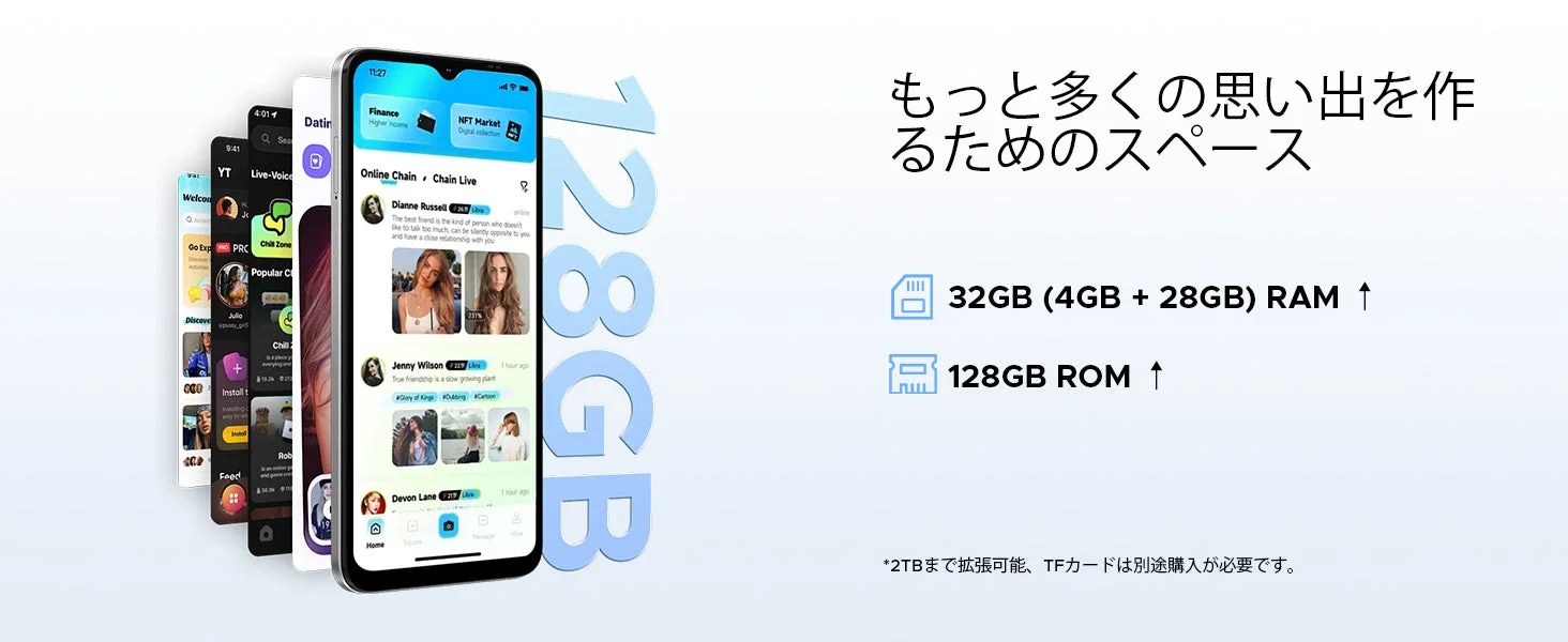 32GB RAM+128GB ROM / 最大2TB TF拡張対応