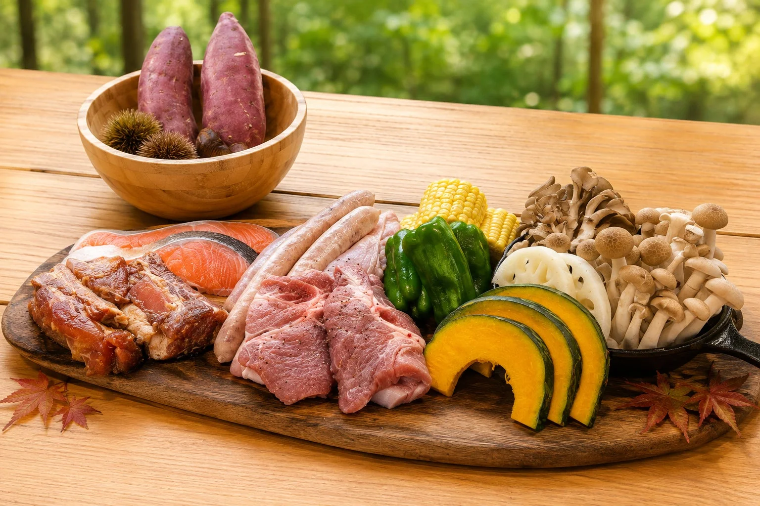 秋の味覚とバーベキュー食材