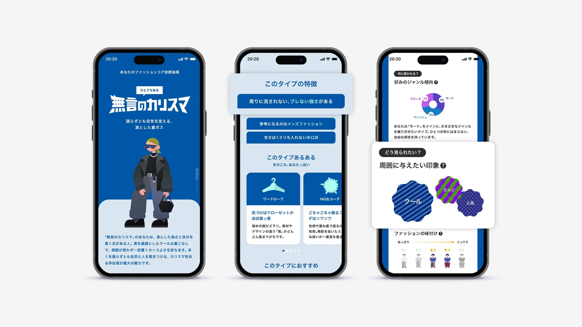ファッションコア診断結果画面の例
