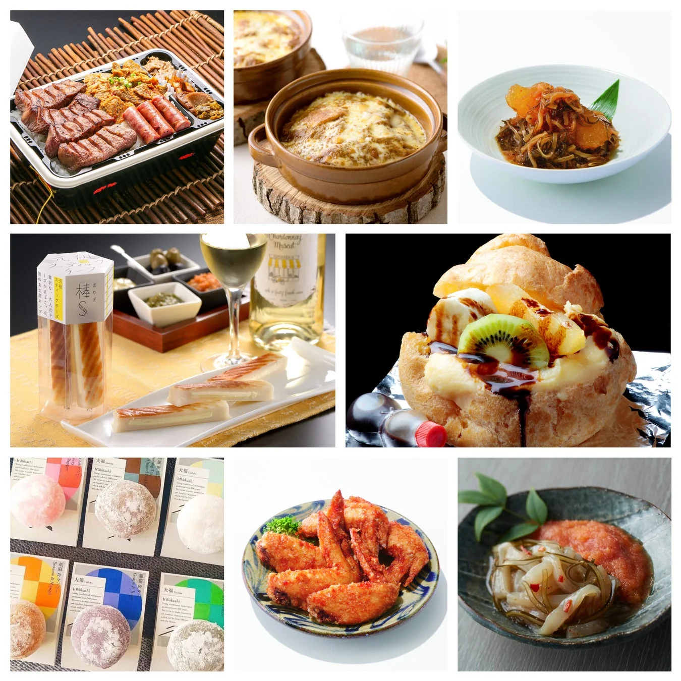 和洋様々な料理とスイーツのコラージュ