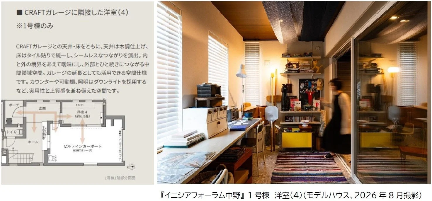 CRAFTガレージに隣接した洋室